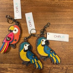 3 pack key chains for the parrot/bird lover! Chala brand NWT
